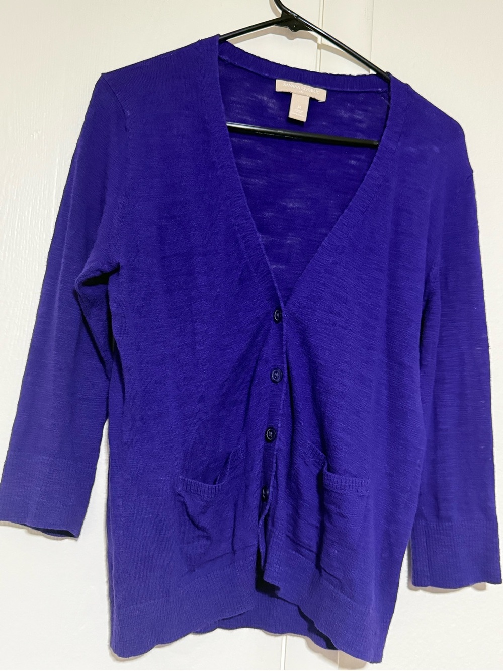 Banana Republic Royal Blue 100% Cotton V-Neck Cardigan - M